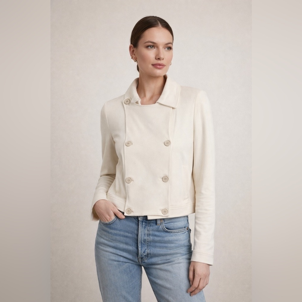A.L.C. Women’s White Double-Breasted Blazer Jacket Size 8 Classic Chic Tailored